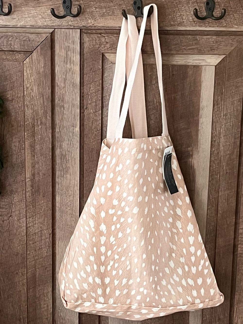 Spotted Fawn Print Canvas Tote Bag | Blush Pink Neutral Deer Spot Shoulder Bag